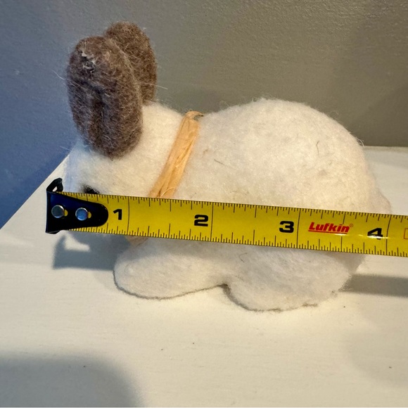 Honeybloom Brown & White Felt Easter Rabbit. Adorable flicked bunny with brown - Picture 10 of 11